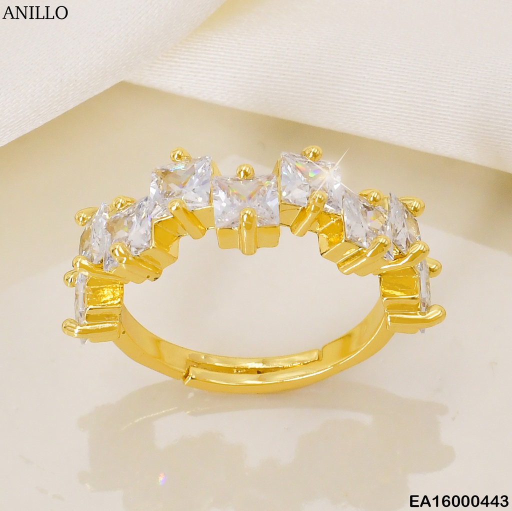 ANILLO DOR ZIRC. CUADRADAS EN ZIGZAG F5784-658