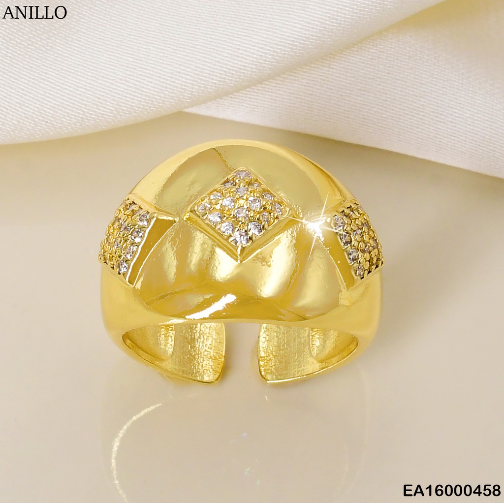 ANILLO DOR ANCHO 3 ROMBOS ZIRC CENTRO K4614-672