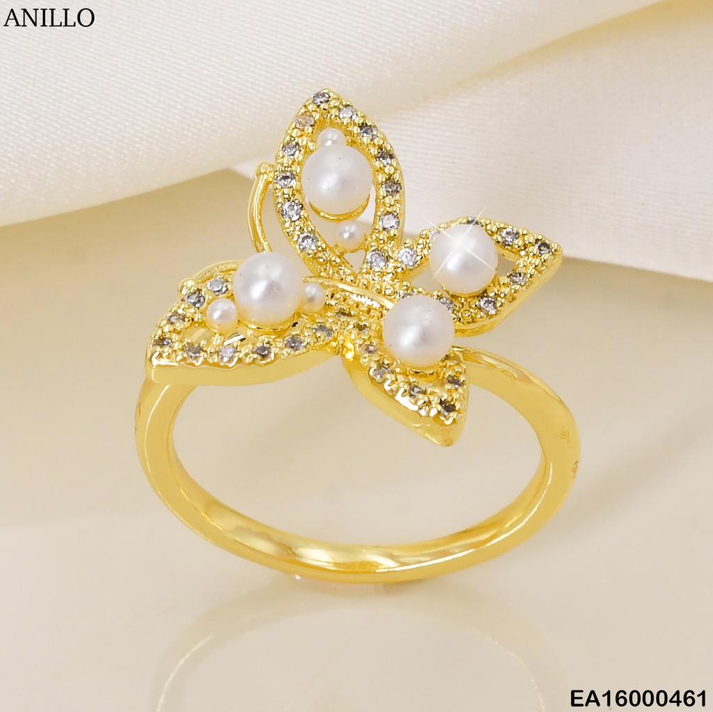 ANILLO DOR. MARIPOSA ZIRC /  PERLAS   F4229-547