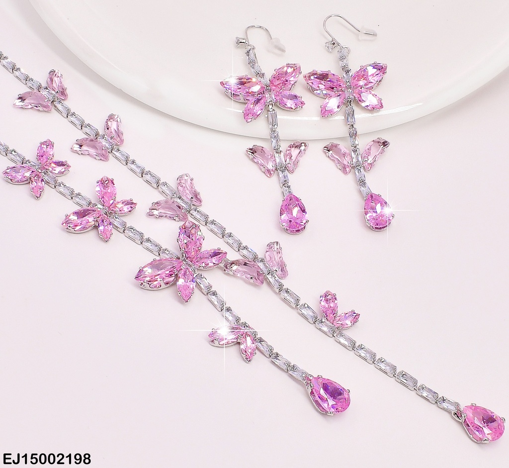 SET PLAT.ZIRCONIAS MARIPOSAS ROSADAS SE651-299