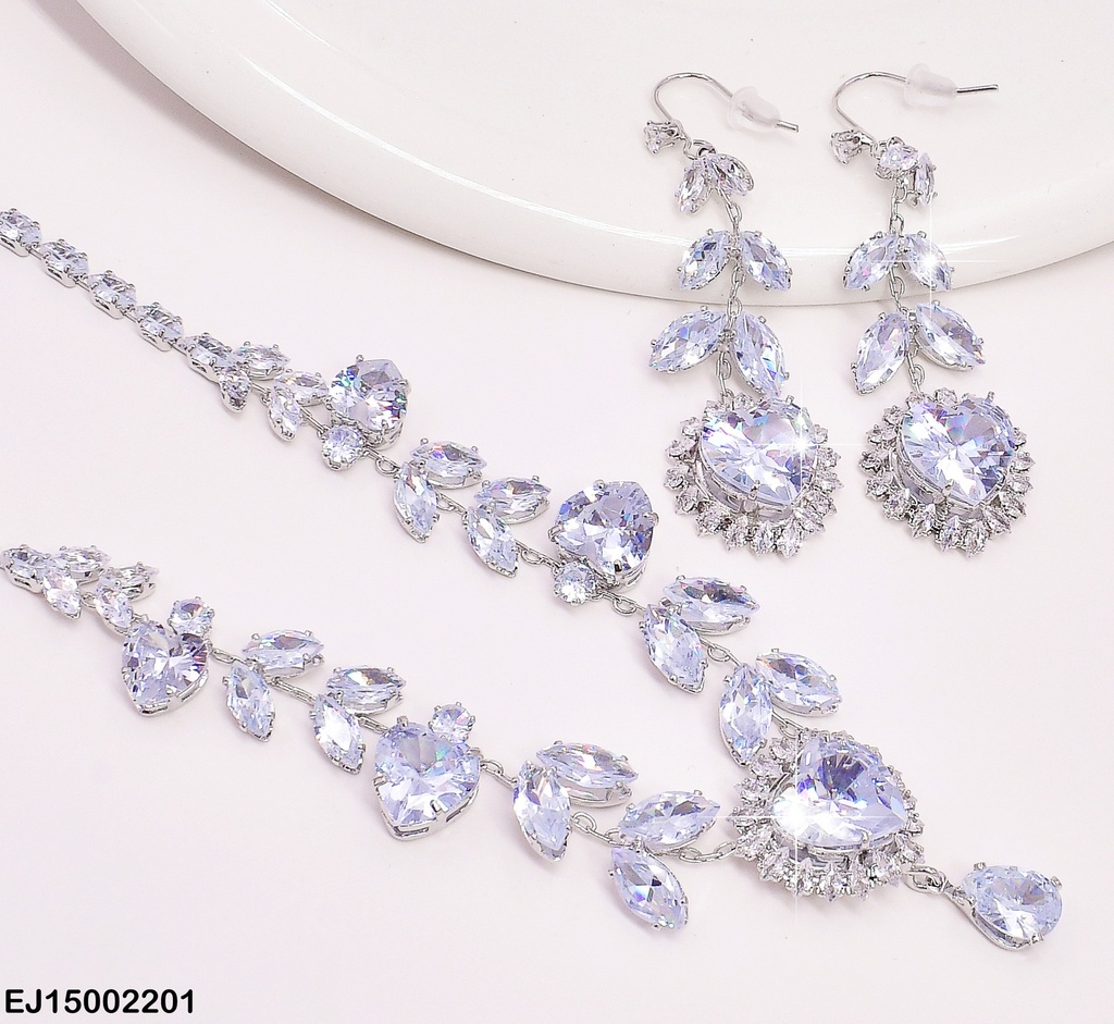 SET PLAT. ZIRCONIAS CORAZONES-HOJITAS SE656-299