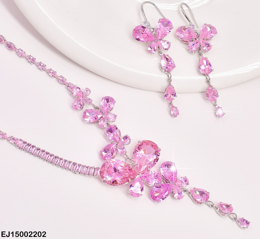 SET ZIRCONIAS ROSADAS MARIPOSAS SE652-299