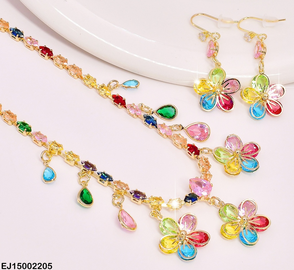 SET FLORES ZIRCONIAS COLRES VARIOS SE663-299