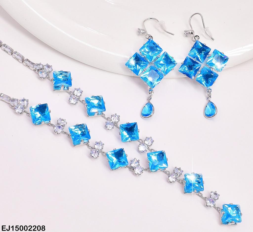 SET ROMBOS CELESTES ZIRCONIAS CUADRADAS SE672-299