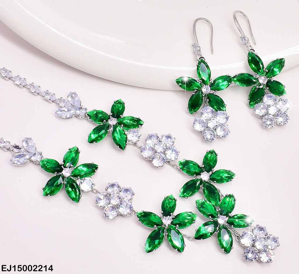 SET PLAT. FLORES VERDES/PLATEADAS SE675-299
