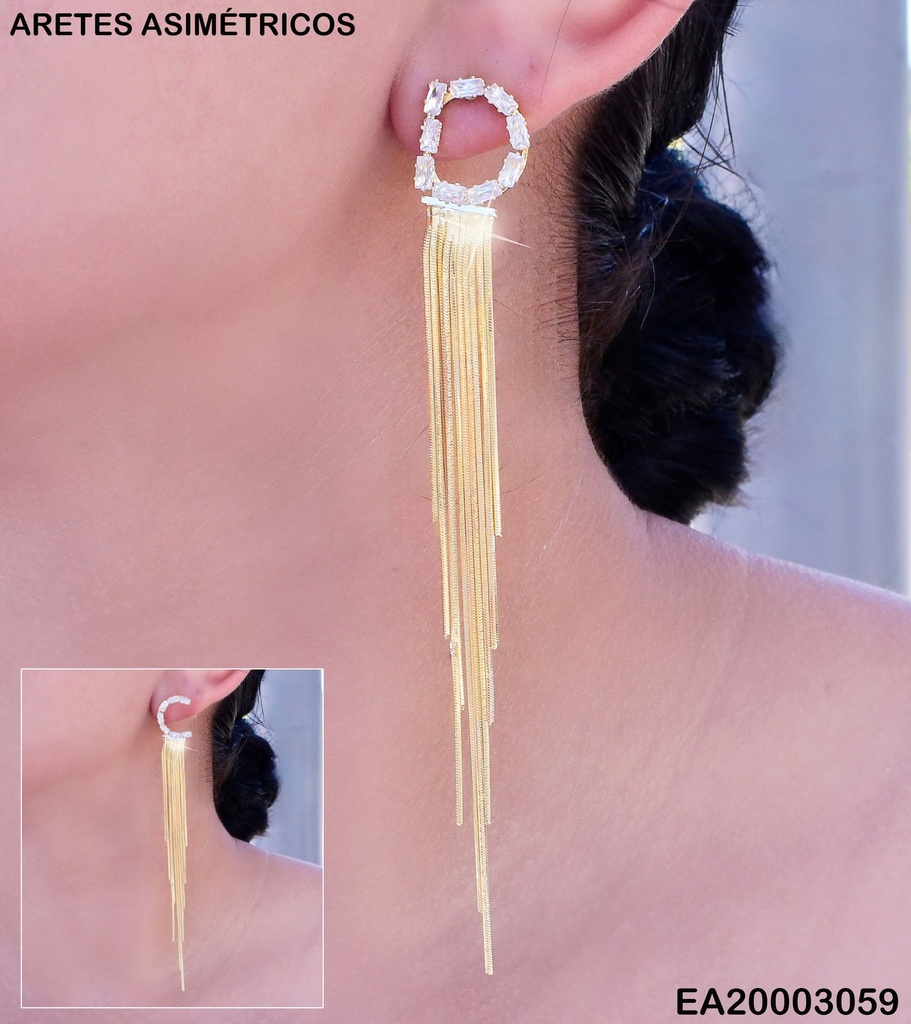 ARETES LARGOS ASIMETRICOS "C" "D" ZIRC. RECT/COLGANTES EE1162-132