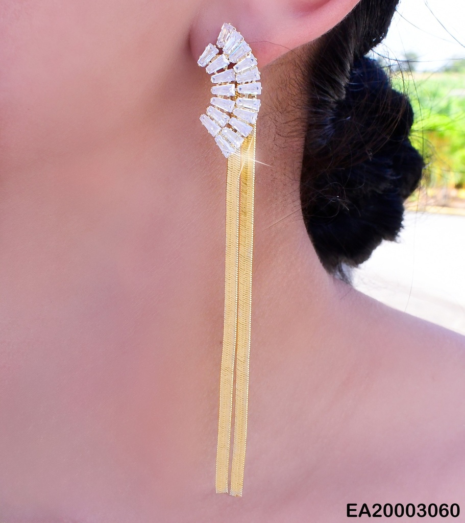 ARETES LARGOS EN FORMA DE ABANICO VERT. ZIRC RECT. / COLGANTES EE1208-132