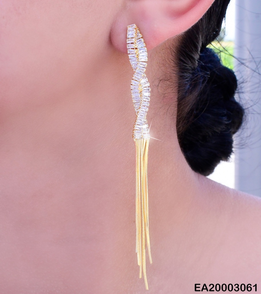 ARETES LARGOS 2 LINEAS DE ZIRC. RECT. ENTRELAZADAS/ COLGANTES EE1159-132