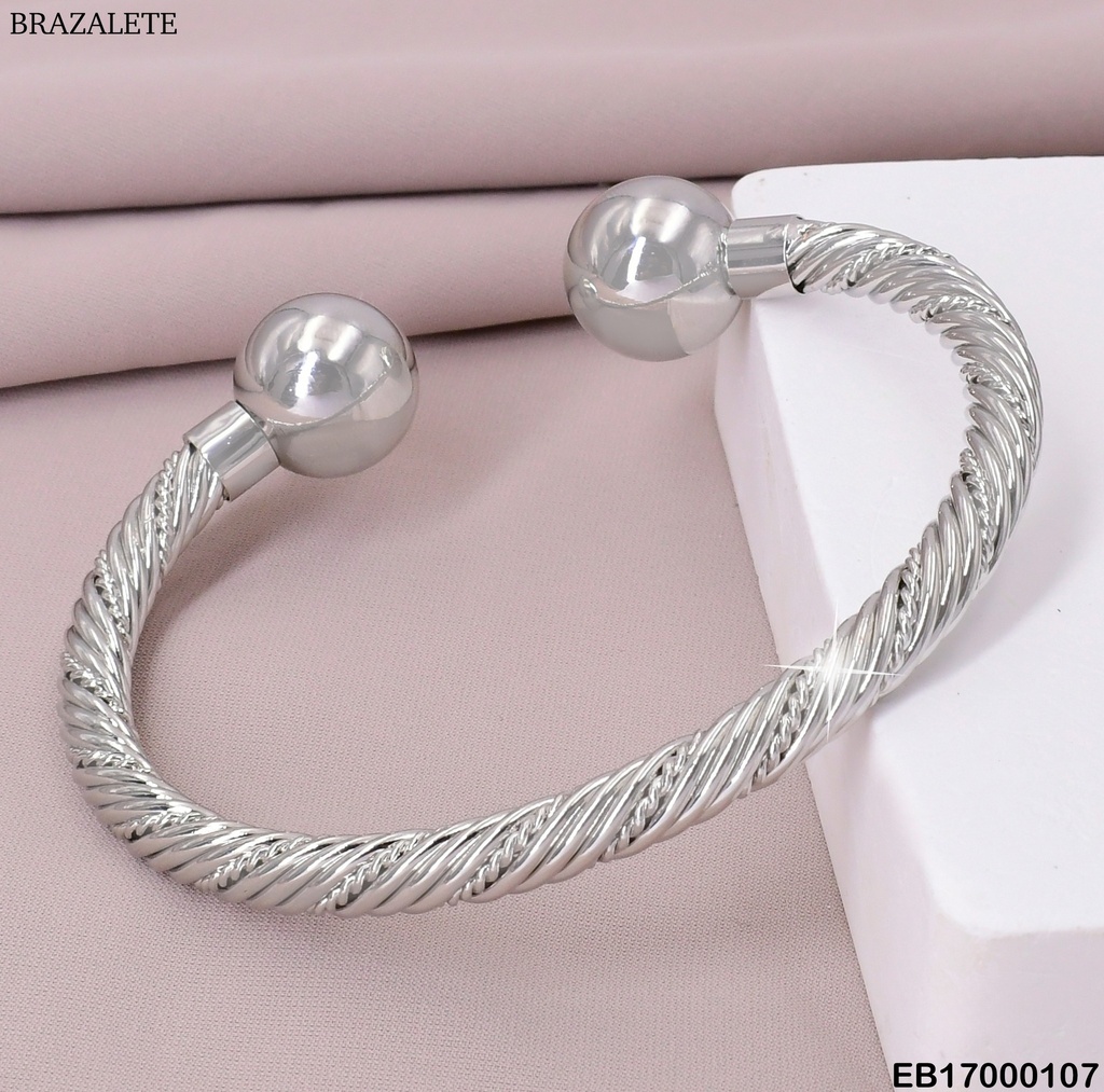 BRAZALETE AJUSTABLE PLAT.  / PELOTAS EXTREMOS K4078-672