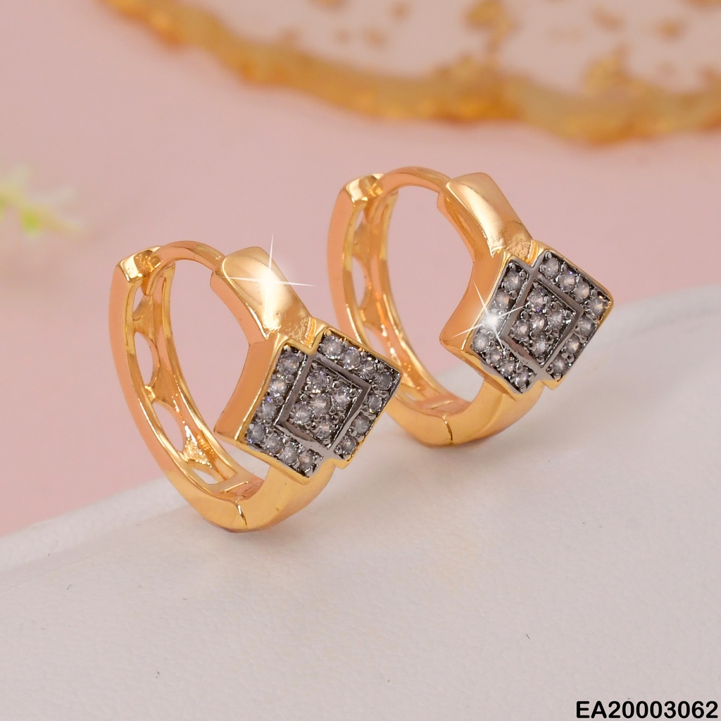 ARETES HUGGIES ROMBOS ENTRELAZADOS ZIRC CRISTAL EE1641-291