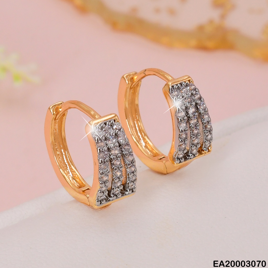 ARETES HUGGIES 3 LINEAS ZIRCONIAS VERTICALES EE1666-291