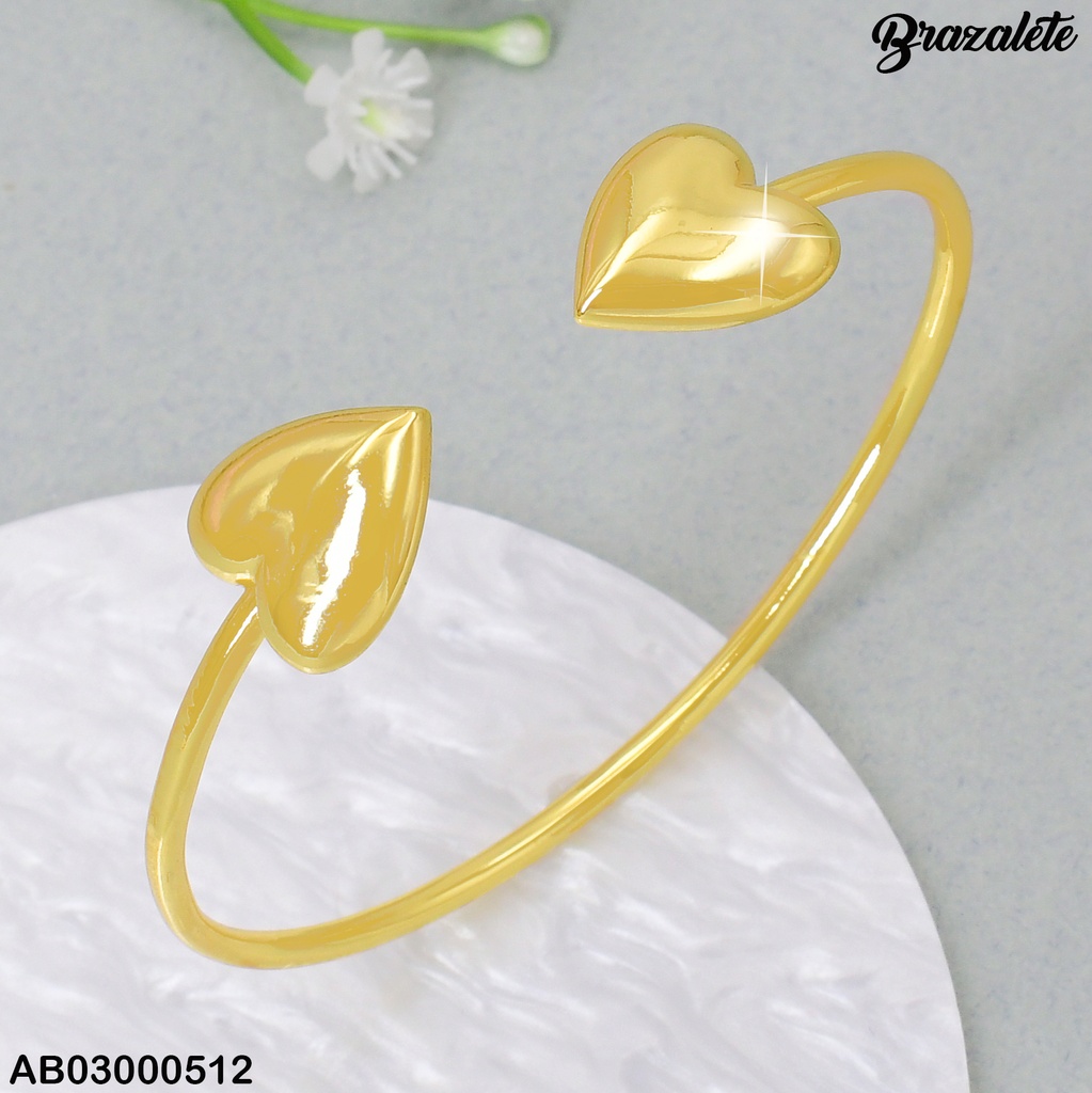 BRAZALETE DOR AJUSTABLE LISO CORAZONES EXTREMOS KB186189