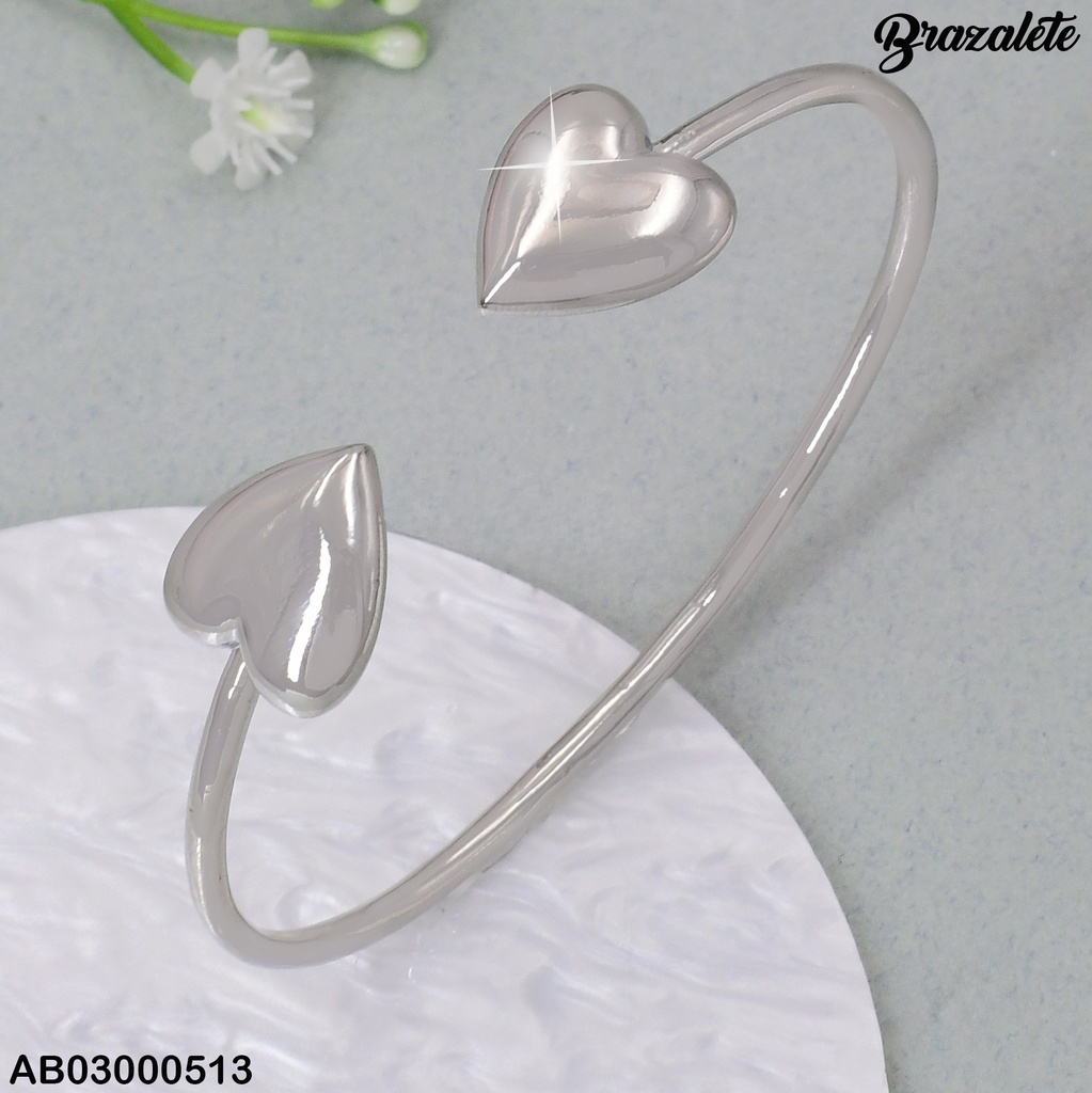 BRAZALETE PLAT AJUSTABLE LISO CORAZONES EXTREMOS KB186189