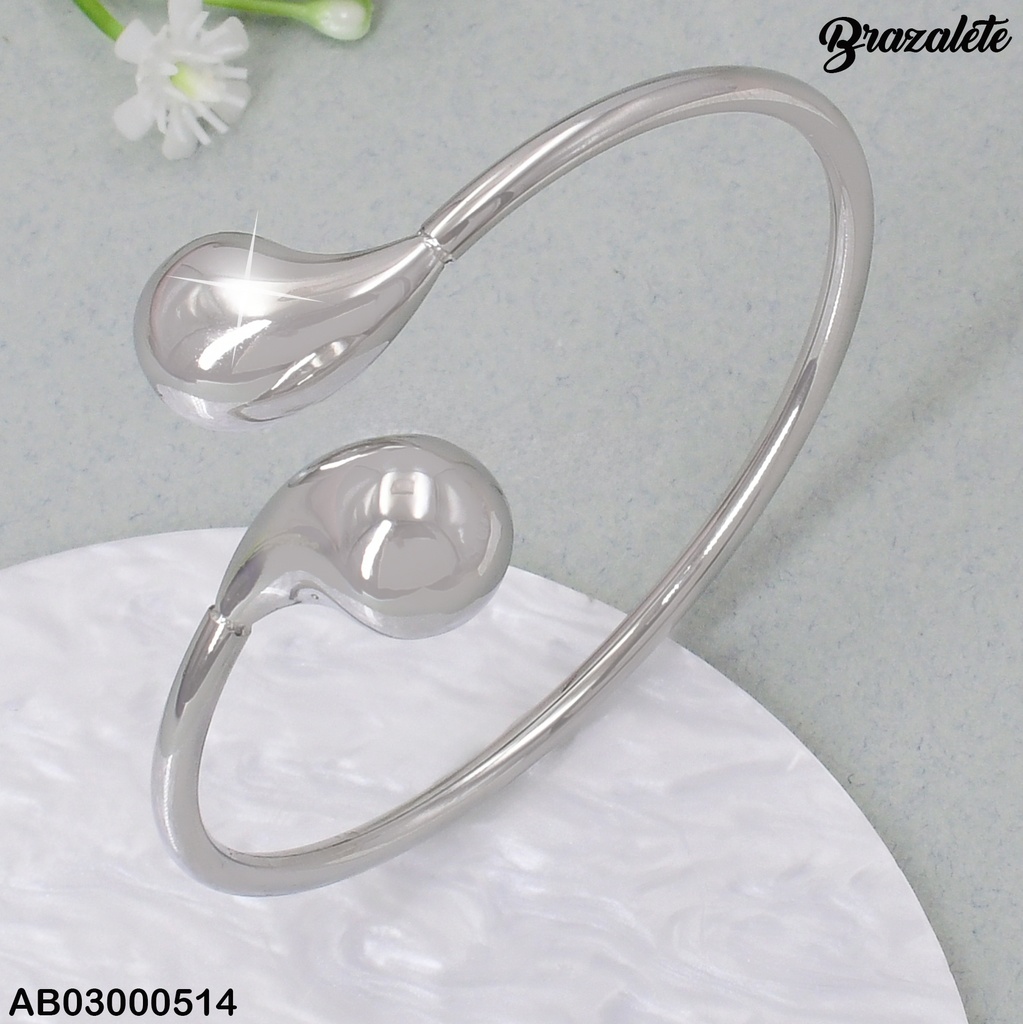 BRAZALETE PLAT LISO GOTA EN EXTREMOS KB185246