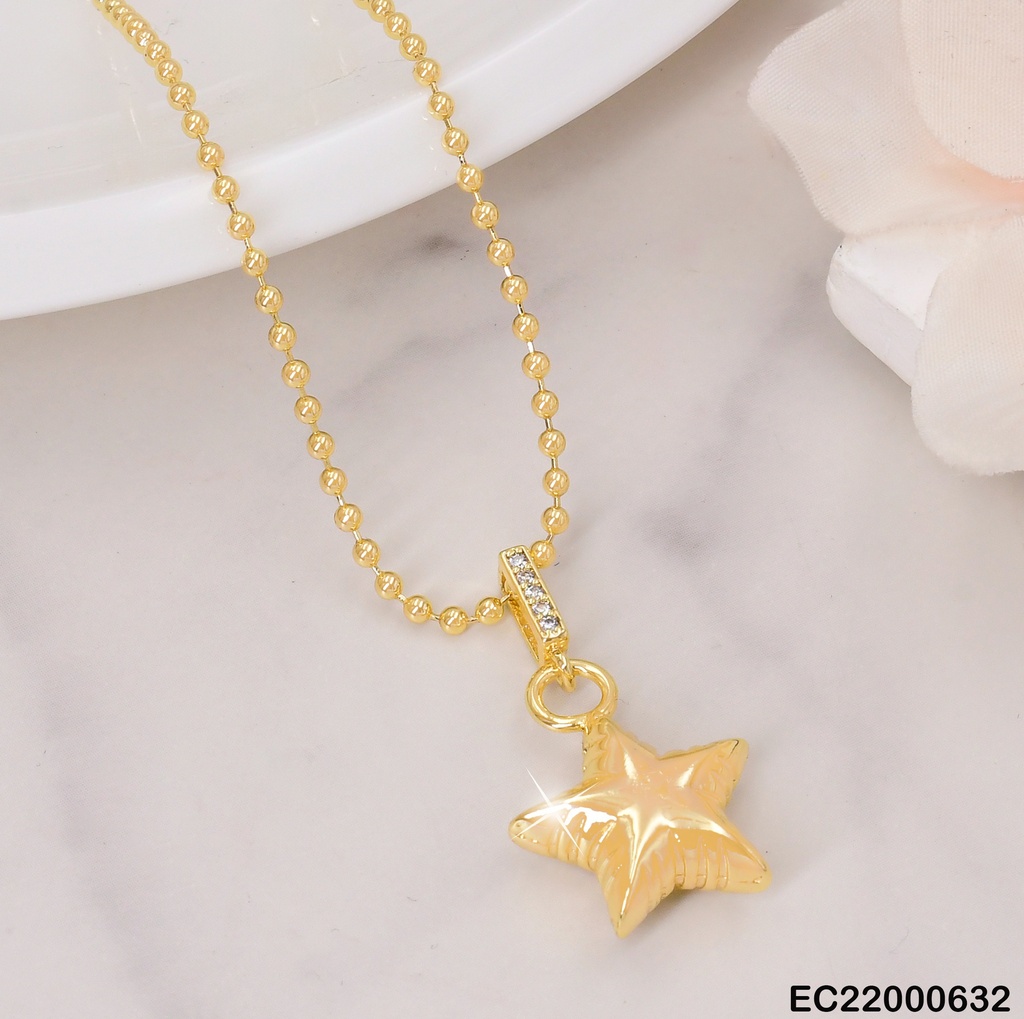 CADENA DOR PELOTITAS/ DIJE ESTRELLA/ 5 ESTRELLAS CENTRO CE132-284
