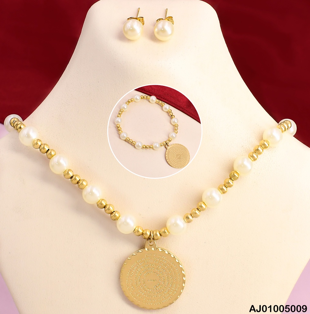 SET PERLAS/ PELOTITAS DOR/ PLACA PADRE NUESTRO GRAB.