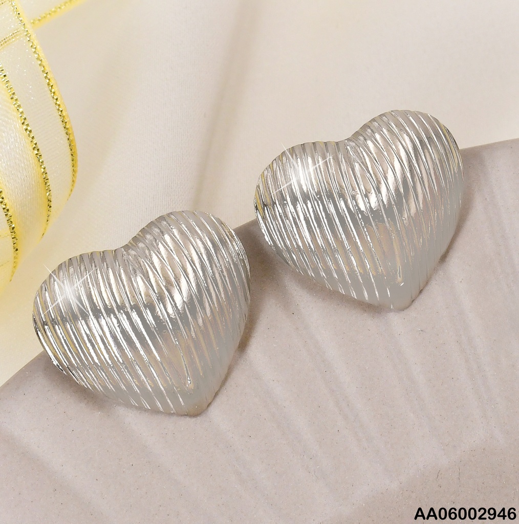 ARETES PLAT. CORAZON RAYAS EN VERTICAL K3200-123 KE113743