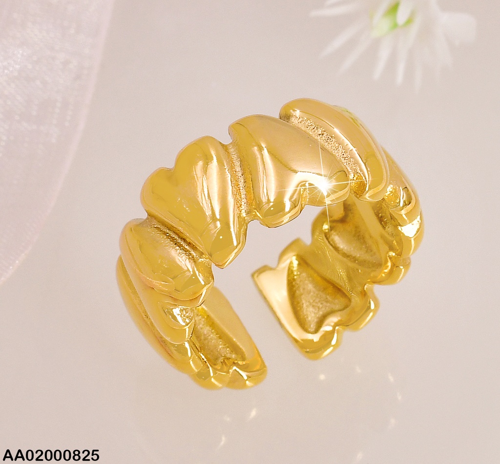 ANILLO DORADO CORAZONES INVERTIDOS LISOS KR110672-K