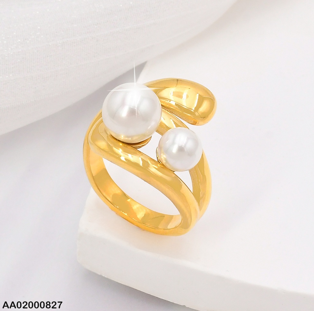 ANILLO DOR OVALO HORIZONTAL/ 2 PERLAS 6-9 / KR111090-K
