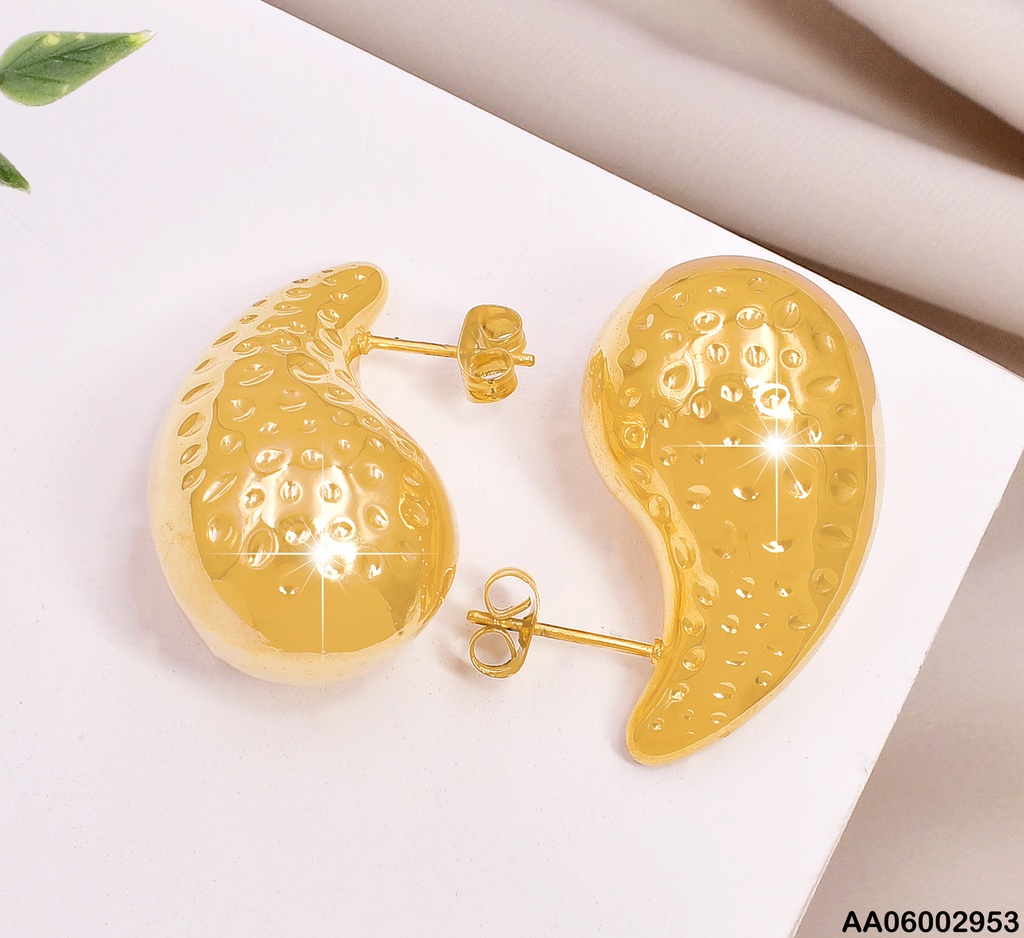 ARETES GOTA PUNTEADAS LAT.CENTRO LISO 30MM LARGO KE112469