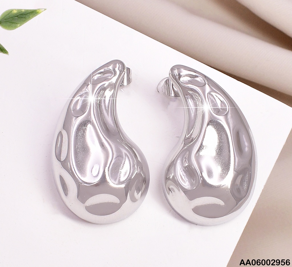 ARETES PLAT. GOTA CONCAVA C/ABOLLADURAS KE113301