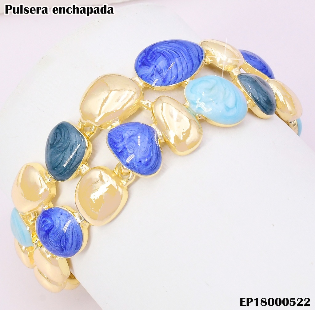 PULSERA DOBLE LINEA PIEDRAS COL.SURT.-DOR BE240-9