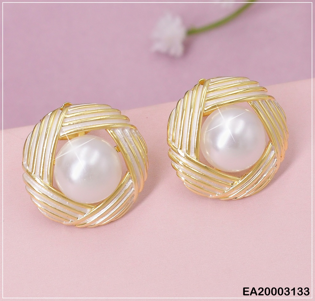 ARETES DOR PENT. RAYAS PERLA CENTRO EE919-3