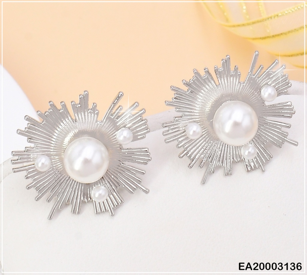 ARETES PLATEADOS DESTELLOS/PERLAS EE926-3