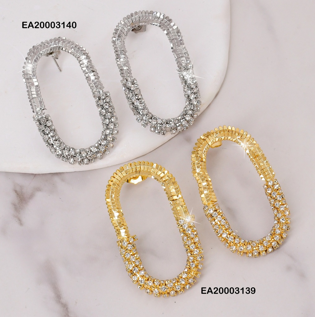 ARETES PLAT OVALADOS MITAD ZIRC  EE934-3