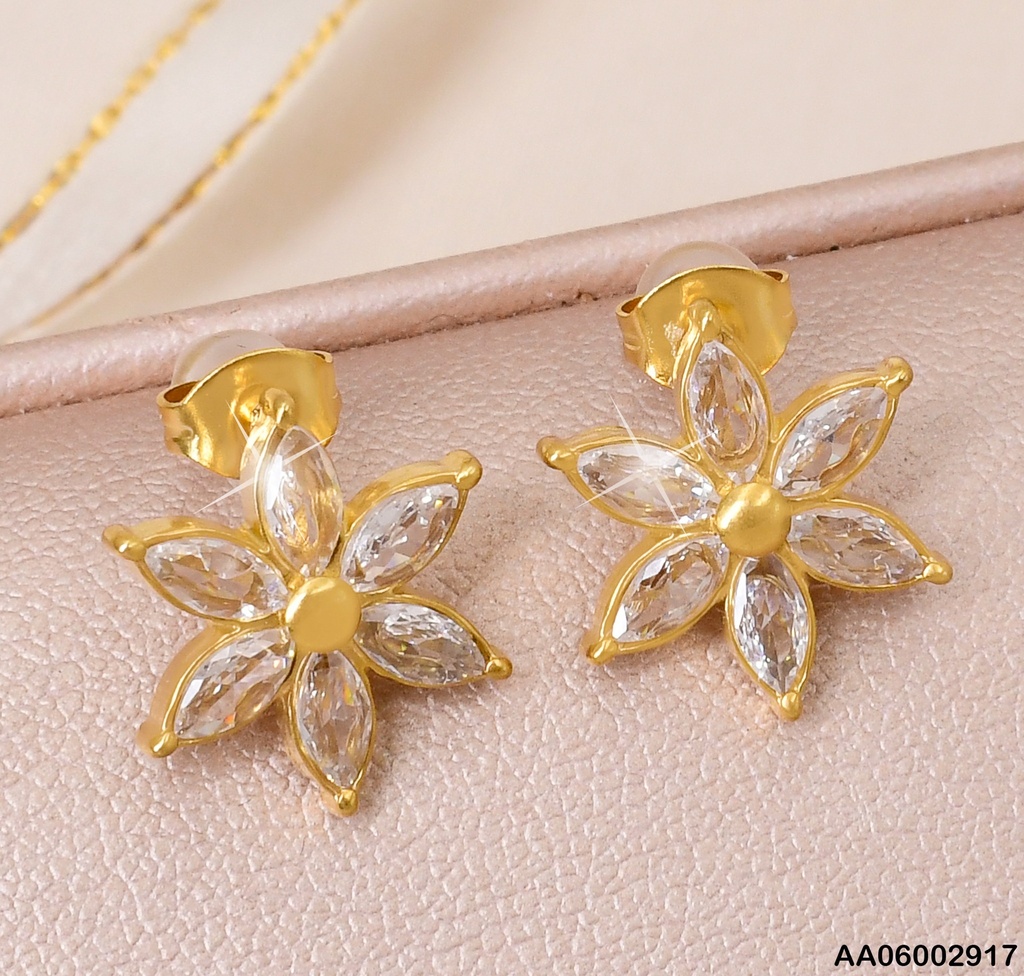 ARETES FLOR 5 PETALOS ZIRCONIAS EA914-45