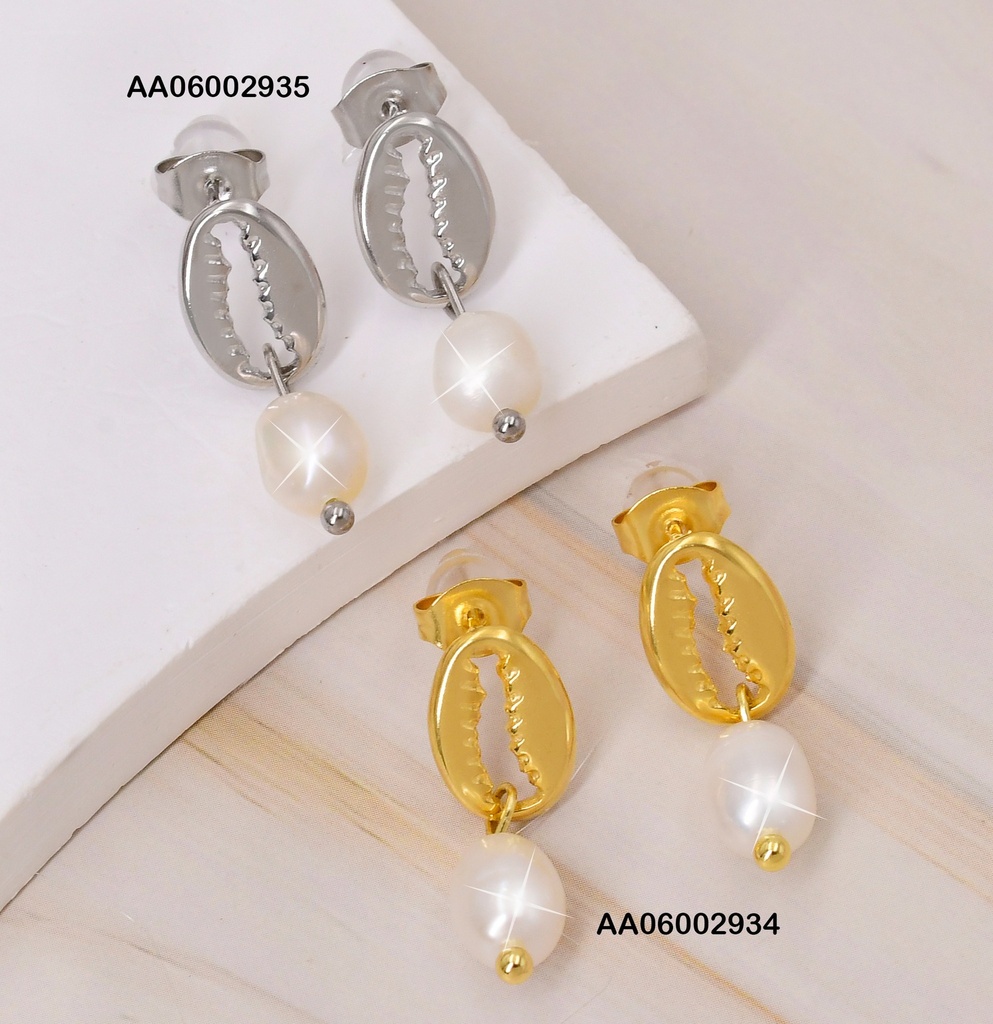 ARETES PLAT. OVALOS C/ABERTURA CENTRO C/PERLA CULTIVADA EA1016-45
