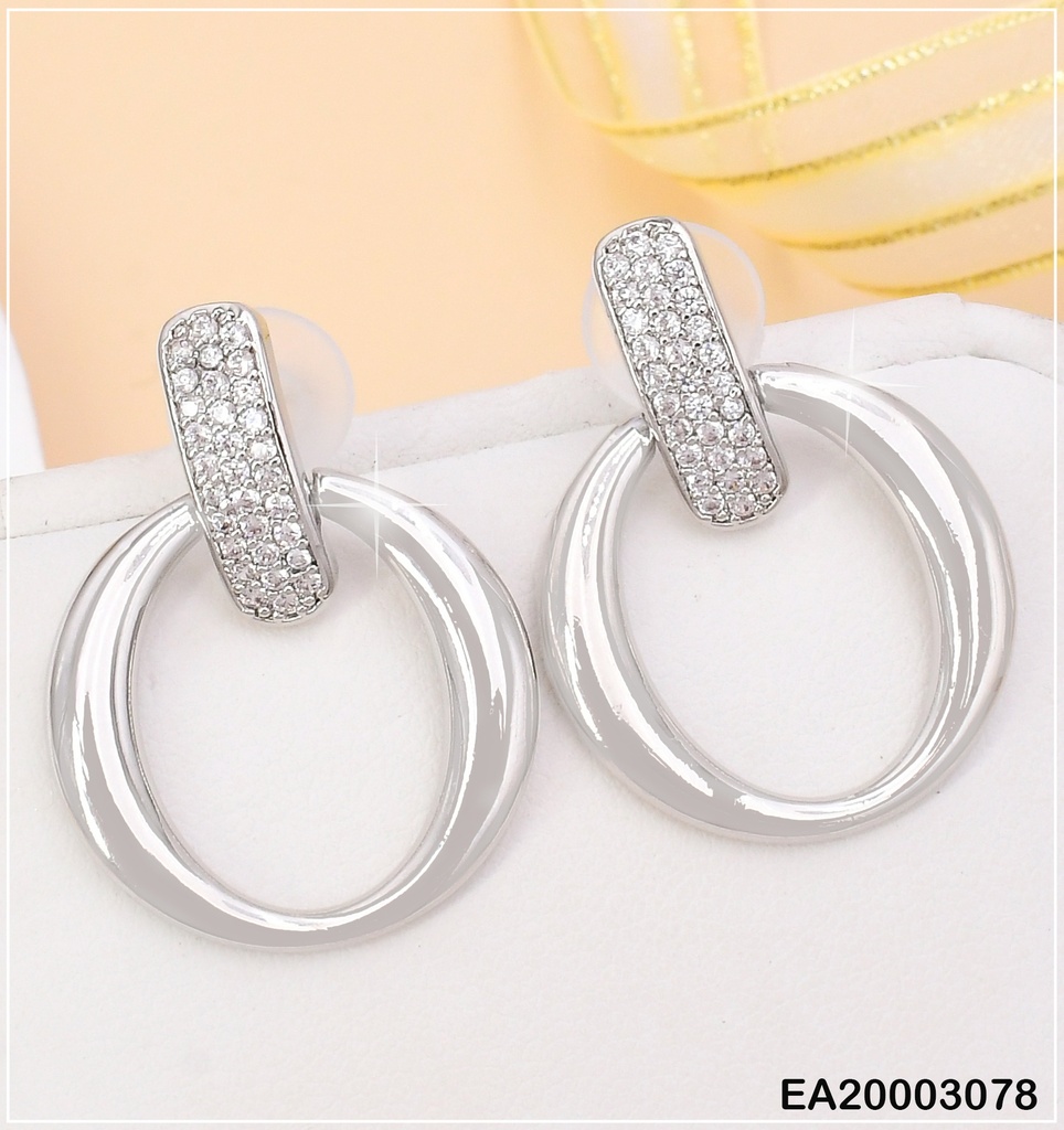 ARETES "O" COLGANTE C/ZIRCONIAS PLAT/DOR EE891-6