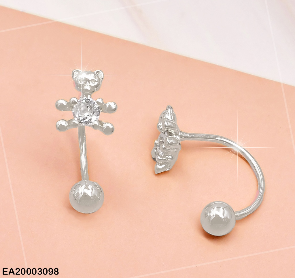 ARETES PLAT. TELEFONO OSO ZIRC -PELOTITA EE972-3