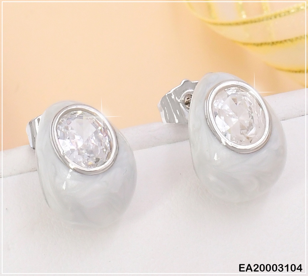 ARETES GOTA BLANCA C PLAT/ZIRCONIA OV. CENTRO EE986-3