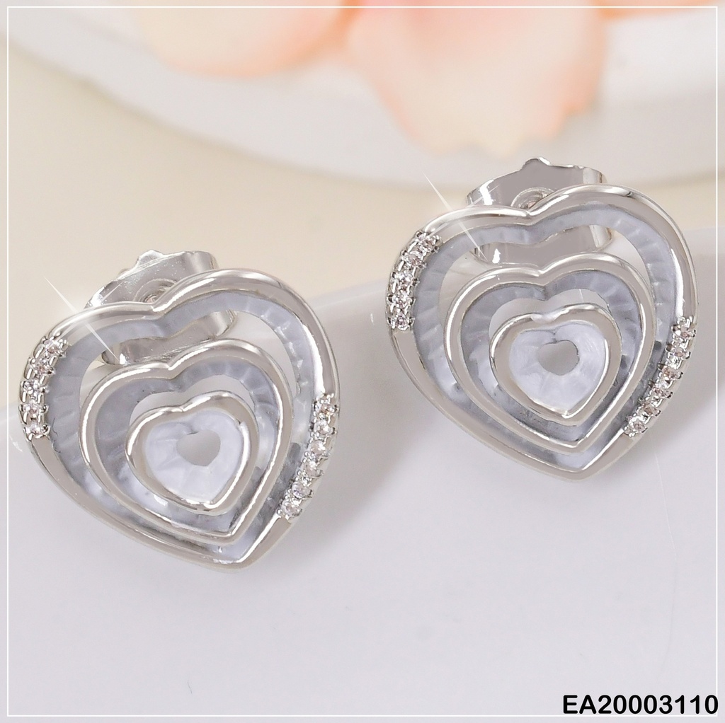 ARETES PLAT. TRIPLE CROQUIS CORAZON C/ZIRC.CENTRO EE998-3