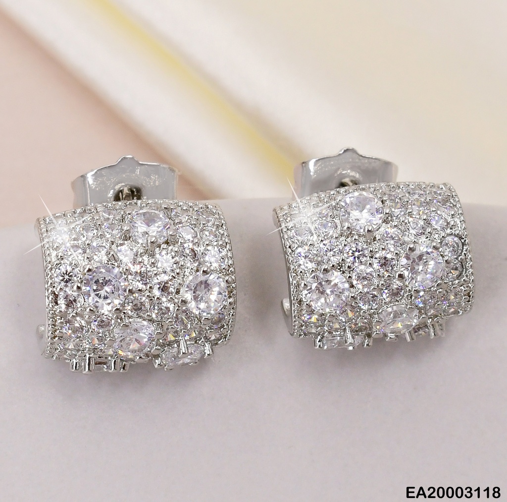 ARETES PLAT. CILINDROS HORIZ.C/ZIRCONIAS EE1012-3