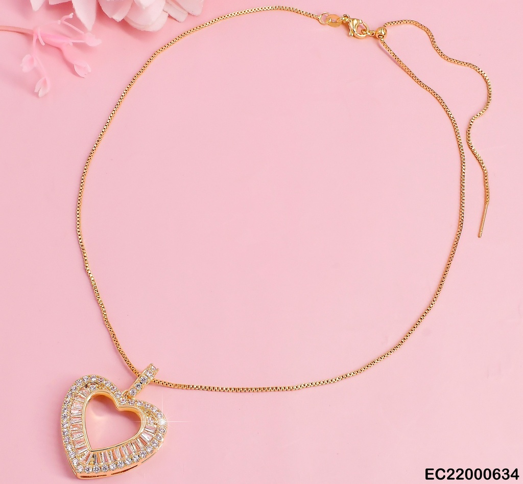 CADENA FINA DIJE CROQUI ANCHO CORAZON C/ZIRC. CE124-6