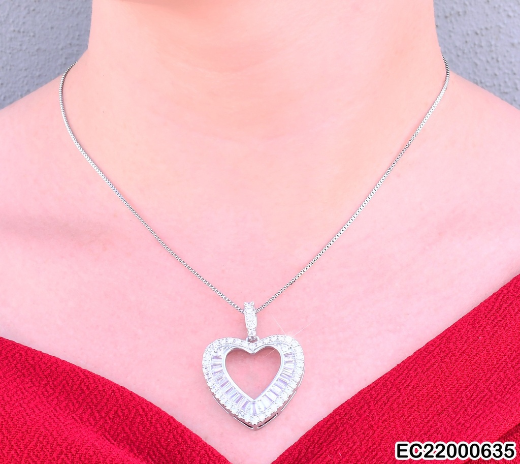 CADENA PLAT. FINA DIJE CROQUI ANCHO CORAZON C/ZIRC. CE125-6