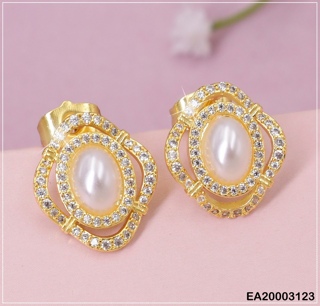ARETES OVALO PERLA BORDES ZIRCONIAS EE1019-3