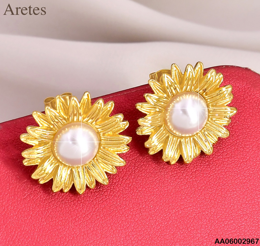 ARETES FLORES ABIERTAS C/PERLA CENTRO KE115113