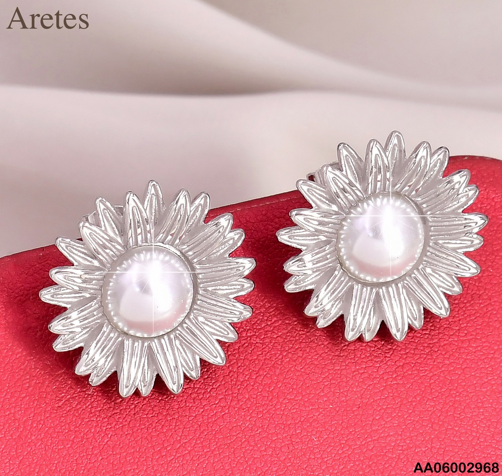 ARETES PLAT. FLORES ABIERTAS C/PERLA CENTRO KE115113