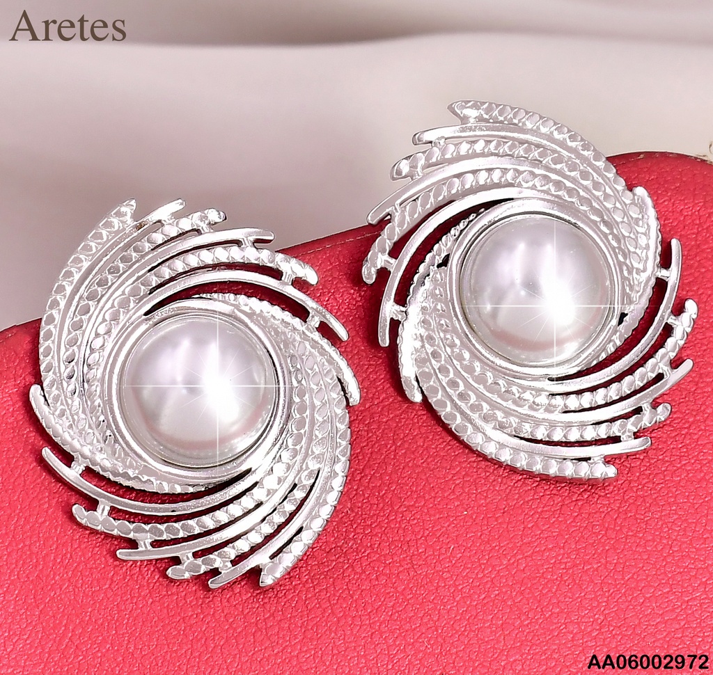 ARETES PLAT.LINEAS ESPIRAL CENTRO PERLA KE114298