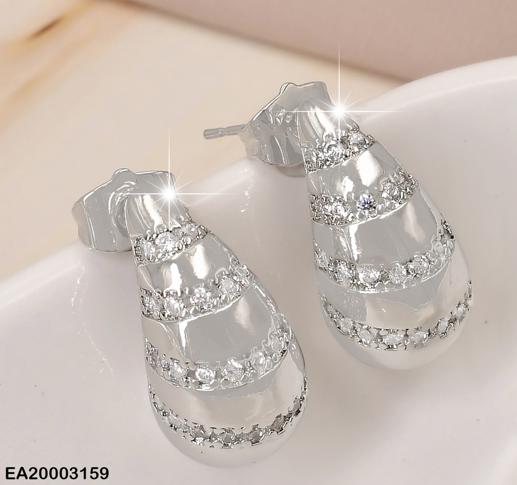 ARETES PLAT.GOTAS LINEAS HORIZONTALES ZIRC GRAB. EE1026-3
