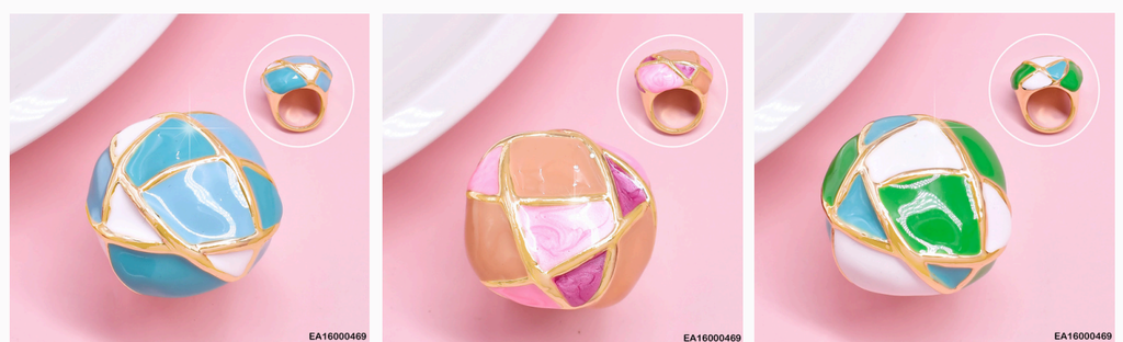 ANILLO ESMALTADO GRABADOS TRIANGULOS COLORES SURT. RE093-9