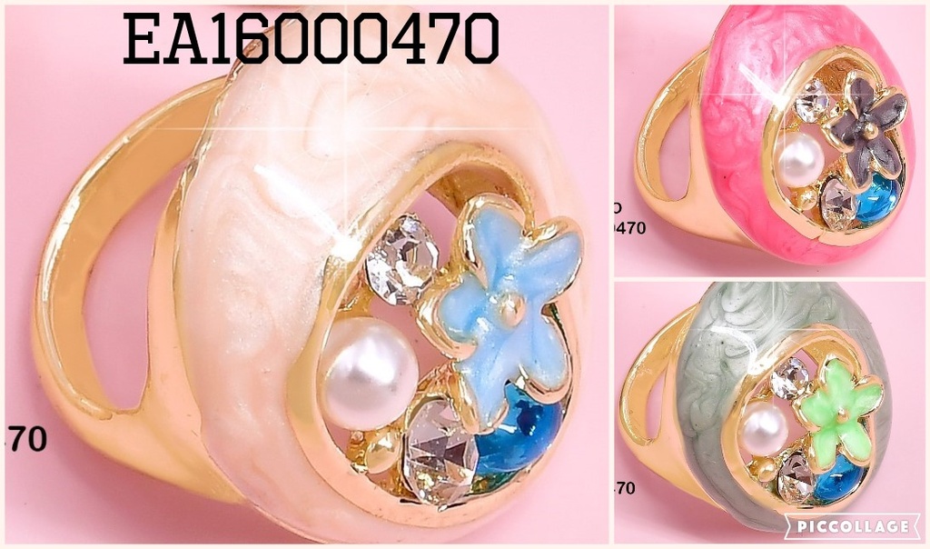 ANILLO ESMALTADO FLOR COL.SURTIDOS ZIRCONIA INCRUSTADA RE094-9