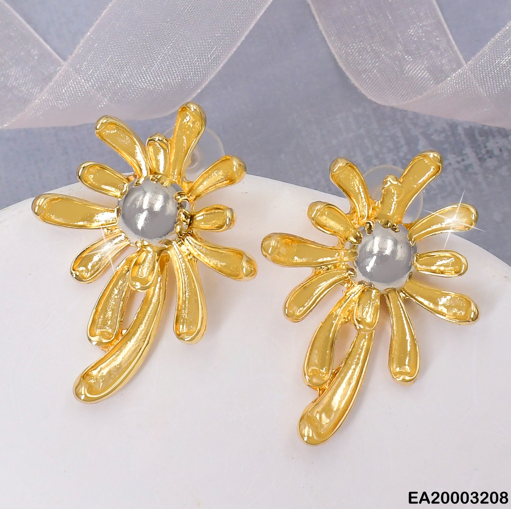 ARETES FLOR PETALOS IRREG.CENTRO PELOTA PLAT. EE1932-130