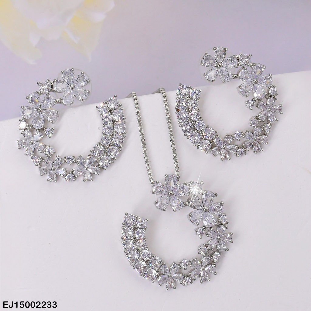 JUEGO PLAT. "U" FLORES ZIRCONIAS/CUADROS SE576-6