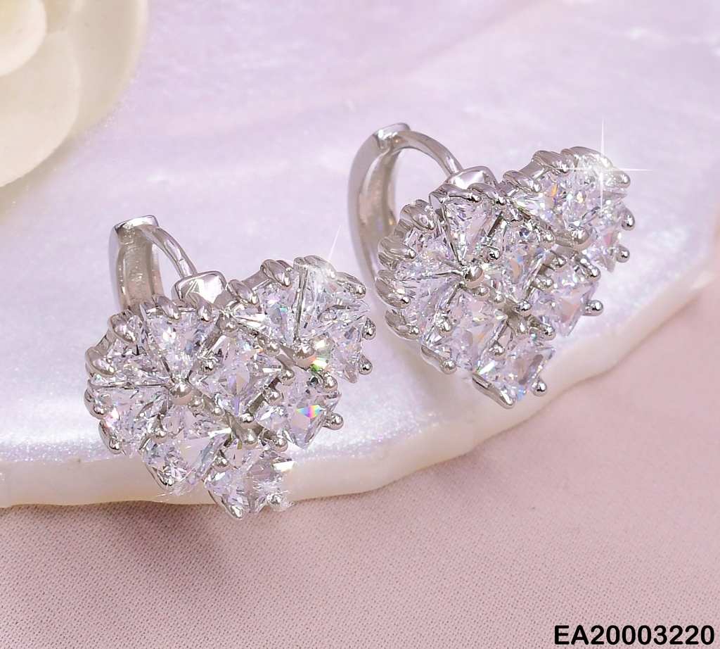 ARETES HUGGIES PLAT.CORAZON C/ZIRCONIAS K3232