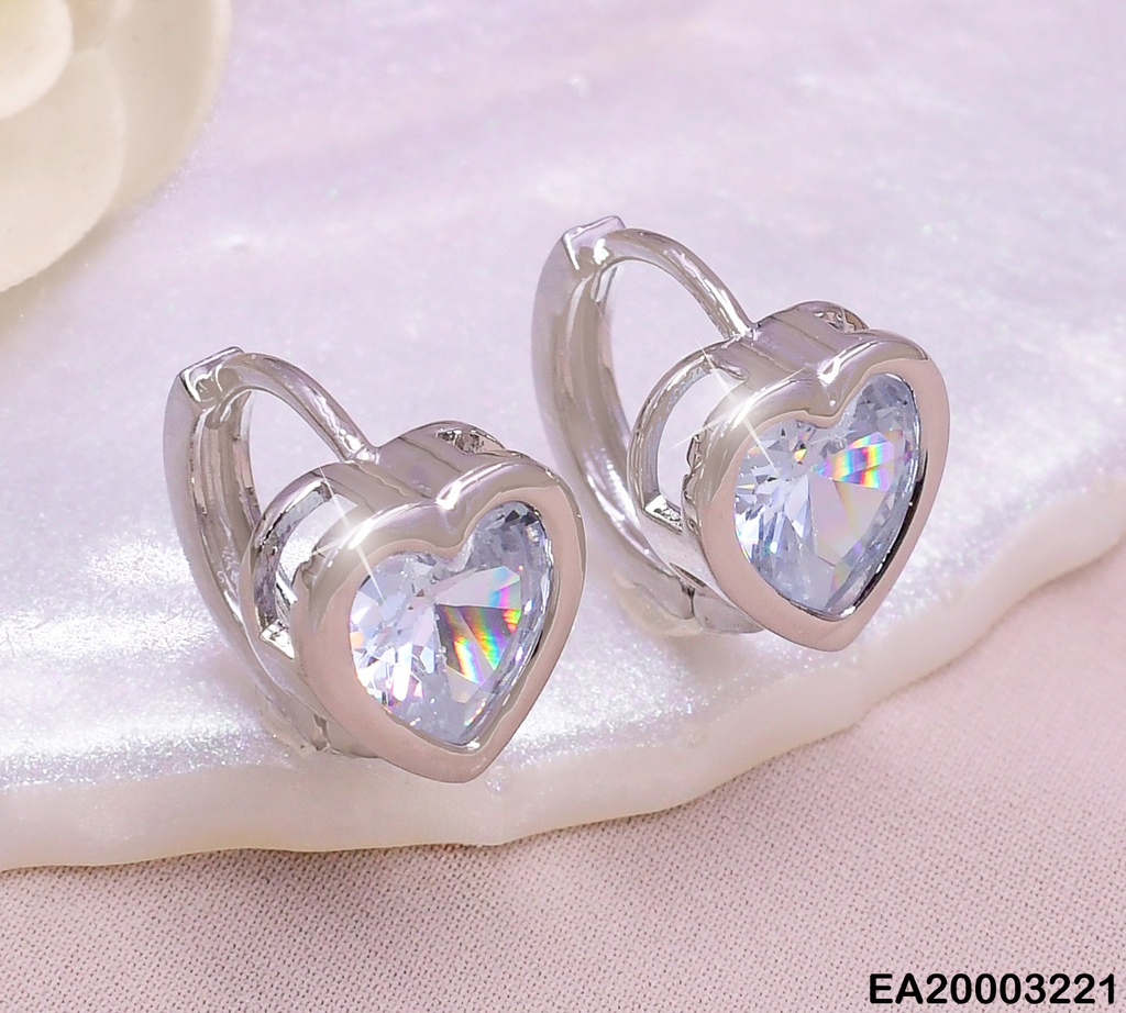 ARETES HUGGIES PLAT.ZIRCONIA CORAZON K3236