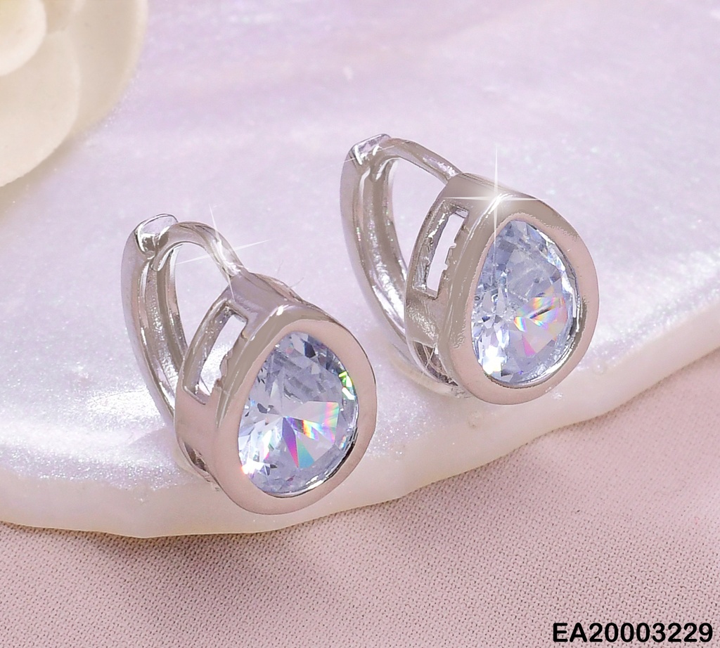ARETES HUGGIES PLAT. GOTA ZIRCONIA K3233